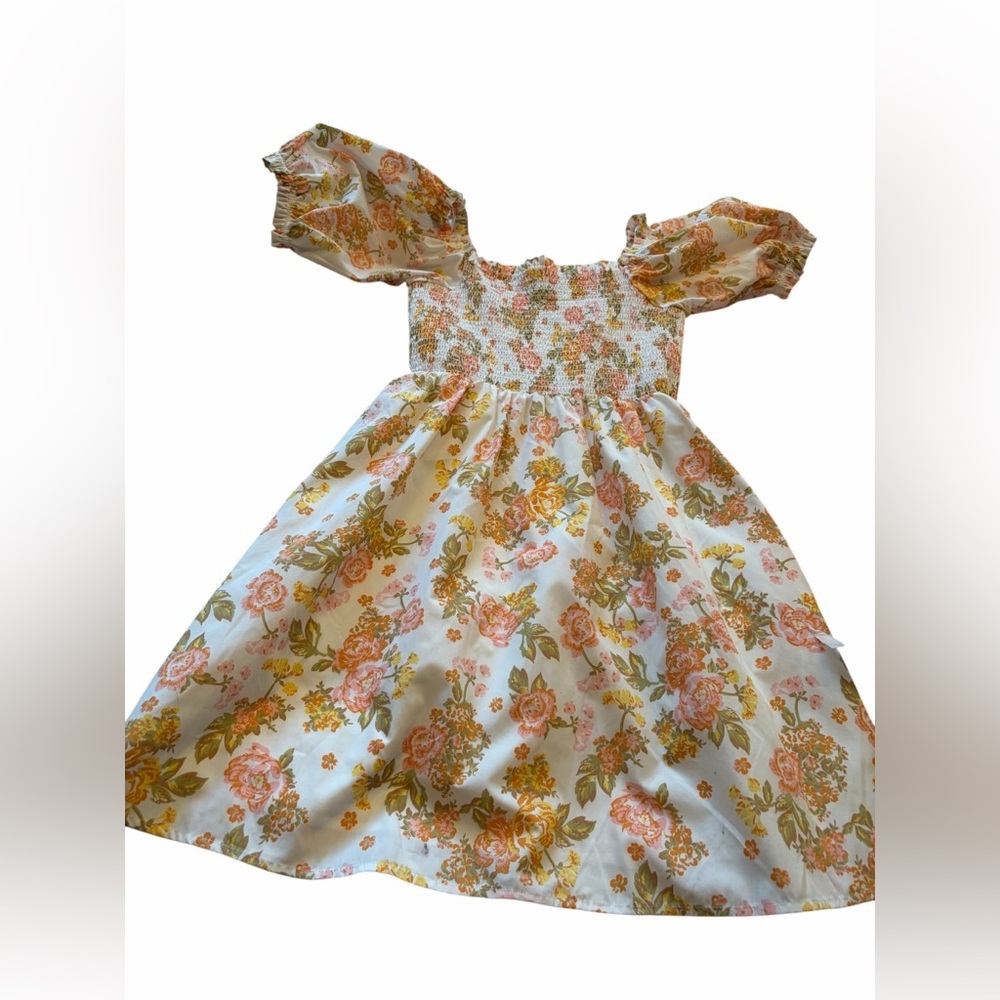 Floral Smocked Dress with Puff Sleeves by TWIK-Size Medium - Picture 4 of 12